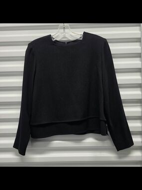 Vintage Ildi Marshall Black 2 Tier Layered Blouse Size 12